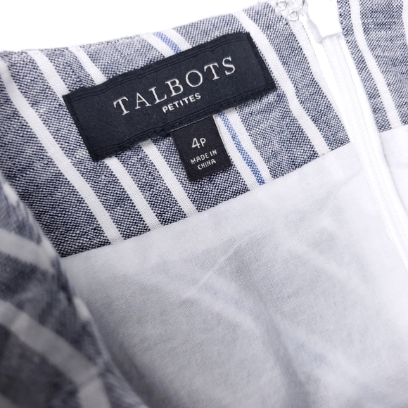 Talbots Petites Linen Grey White Blue Striped Petite Skirt Sz 4 - Picture 12 of 14